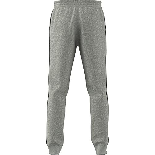 Adidas Men's Standard Essentials Fleece Tapered Cuff 3-Stripes Pants, Medium Grey Heather/Black, Large #TOP4