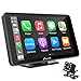 CARPURIDE Autoradio mit Bluetooth 5.0 Freisprecheinrichtung Apple Carplay Android Auto, 7 Zoll Touchscreen Digital Media Autoradio-Empfänger, mit Ruckfahrkamera /GPS/FM/USB/Mirror Link/Siri/Google