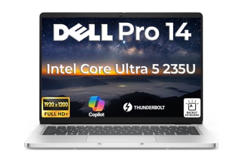 Image of Dell Pro 14 PC14250 14 inch FHD+ AI Business Laptop, Next Gen Latitude 3450, Windows 11 Pro 16GB DDR5 RAM 512GB SSD, Intel Core Ultra 5 235U (12-Core) Processor, Backlit KB, RJ-45, Platinum Silver