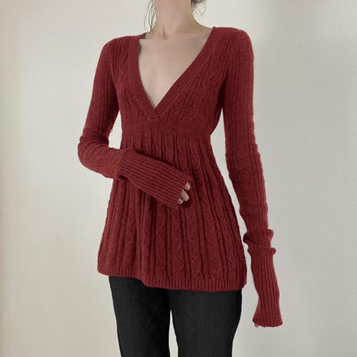 Women Y2k Fairy Grunge Sweater Long Sleeve Lace Patchwork Knitted Tunic Top Fall Vintage Pullover Coquette Clothes3