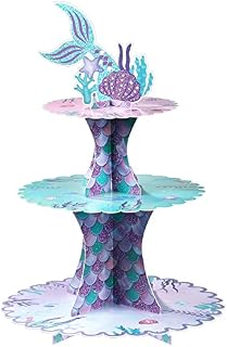 Mermaid Cake Stand 3 Tier Mermaid Party Supplies Mermaid Tail Cupcake Stand Holder for Girls Under The Sea Mermaid Theme Party Baby Shower Birthday Party Favors