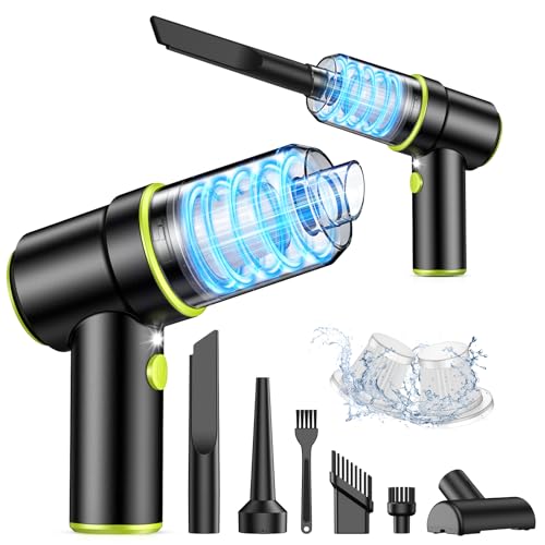 Image of KMM Handheld Car Vacuum Cleaner, 9000PA Vacuum Cleaner & Air Duster, 120W High Power Vacuum Portable Cordless, Hand Held Vacuum Rechargeable with Multi-Nozzles & LED Light for Home, Car, Office