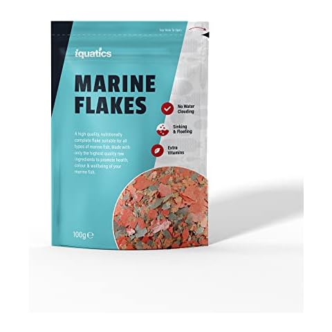 iQuatics Marine Nutritional Perfectly Balanced Fish Food Flakes for all Marine Fish - 30G Cover