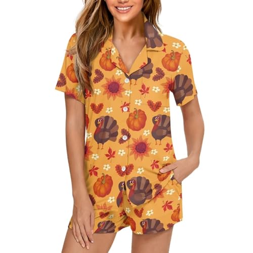 Image of Women's Short Sleeve Sleepwear Pajamas Nightwear with Pockets | skin-friendly breathable material resists pilling fading and deformation after repeated washing
