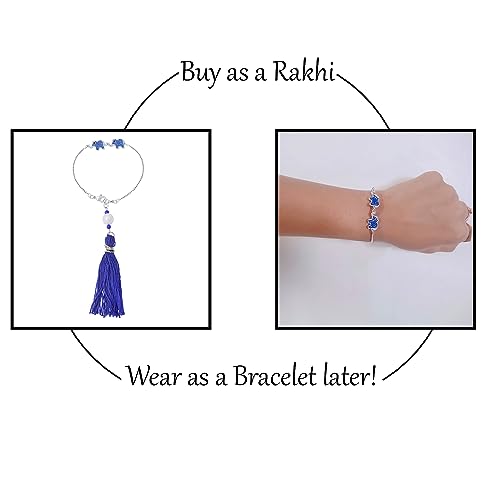 Image of Mahi Rakhi for Brother and Bhabhi with Studded Crystals and Tassels (PARCOL1105521PR)