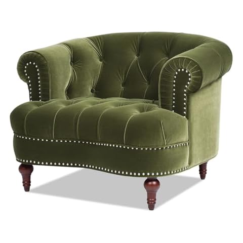 Jennifer Taylor Home La Rosa Victorian Tufted Upholstered Accent Chair Olive Green Performance Velvet Cover