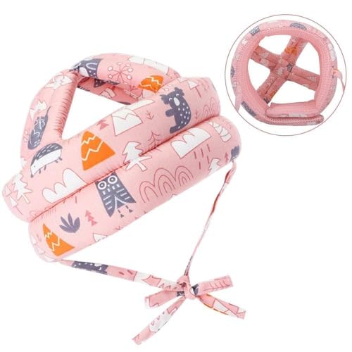 Image of Baby Helmet No Bump Safety Head Cushion Bumper Bonnet Adjustable Protective Cap Child Safety Headguard for Running Walking Crawling Safety Helmet (MULTIPRINT Pink)