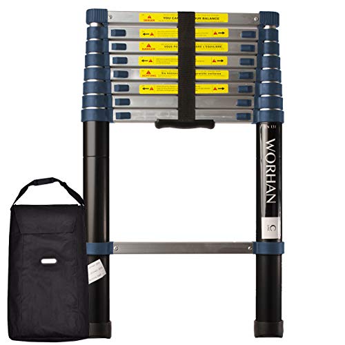 WORHAN® 2.6m Escalera Telescopica PRO Multiuso Aluminio Anodizado Calidad Alta 260cm (.2.6m C-line & bolsa) 1K2.6C+bag