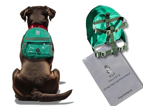 Tailtote Dog Hiking Backpack Harness Lightweight, Adjustable, and Water-Resistant Pet Poopbag Holder for Outdoor Adventures,Puppy School or Everyday Walks (Medium)