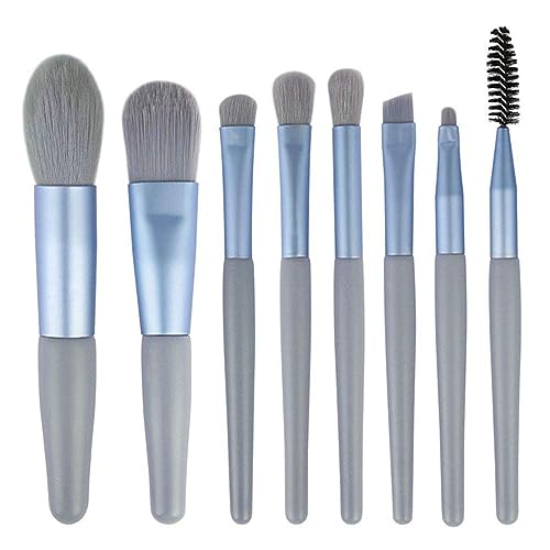 ENINA Makeup Brush Set Kit – 8 Pcs Premium Synthetic Kabuki Eye Shadows Make Up Brushes, Eyeliner Brushes Blending Face Powder Blush Cosmetics Brushes Tool Kit (blue)
