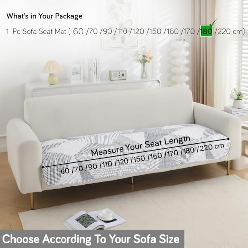 Image of HOKIPO 'Elira Series' Polyester Blend Water Repellent + Waterproof Quilted Sofa Mats | Make Your Own Sofa Cover Set | Length 180cm - Snow White Black Geometry (AR-5249-C9)