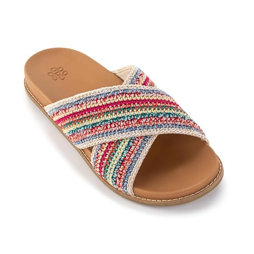 Image of The Sak Penelope Slide Sandal - Women's Flat Fashion Slides with Soft Cushion Sole -Hand Crochet Slip On Sandals For Everyday