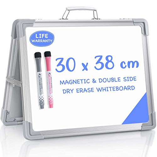 Pizarra blanca de 30 x 38 cm, pizarra de borrado en seco con soporte