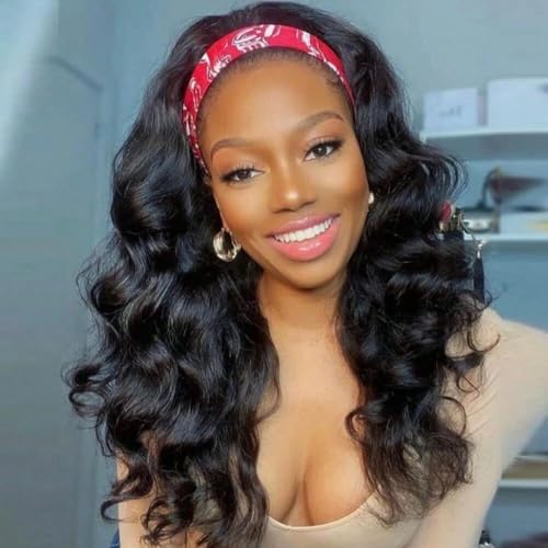 Body Wave Headband Wig Synthetic Long Wavy Wigs for Women Glueless Black Hair Natural Looking 150% Density 16 Inch 20Inch