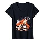 Femme Witches Be Trippin Costume de sorcière effrayant pour Halloween T-Shirt avec Col en V