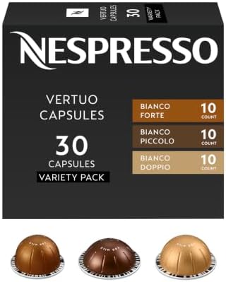 Nespresso Vertuo, Bianco Variety Pack, Mixed Roast, 30-Count Coffee Pods