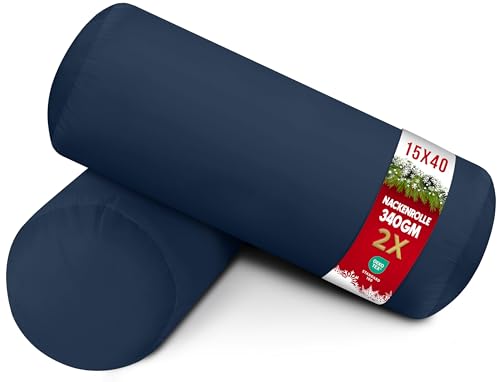 Utopia Bedding Nackenrolle 2er Set, 15x40 cm Kissenrolle Knierolle Zierkissen Sofakissen (Marineblau)