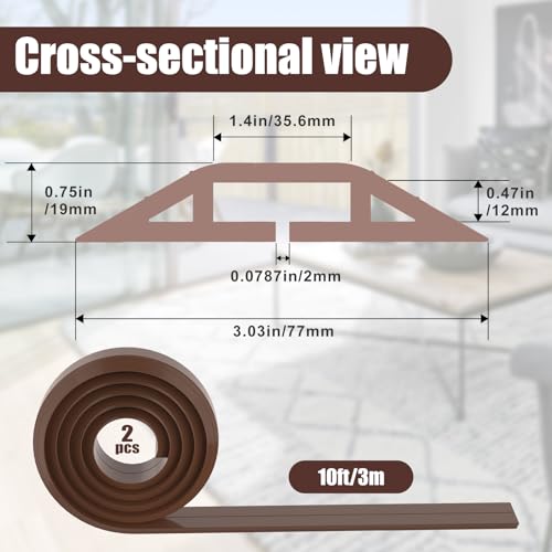 Image of Eapele 10 ft Floor Cord Cover Heavy Duty Cable Protector, Cord Covers for Wires on Floor, Floor Cable Cover Easy to Unroll Prevent Trip Hazard for Home Office or Outdoor Settings (Brown - 2pcs)