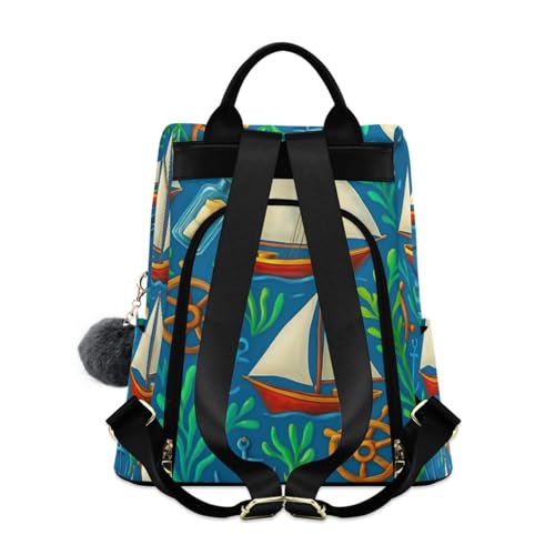 Sac à dos nautique chic à pompon, finitions soignées et sécurisées
