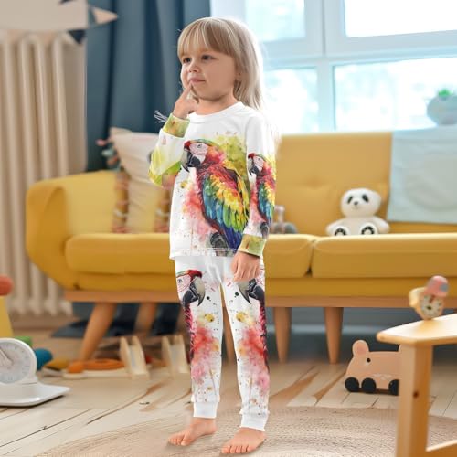 ALAZA Parrot Portrait Pajama Set Pijamas Para Niños Long Sleeve Sleepwear4