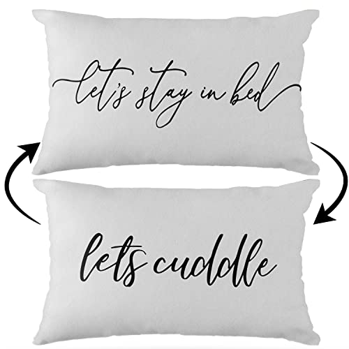 Let's Stay In Bed, Let's Cuddle Reversible Throw Pillow Case, 12 X 20 Inch Home Lover Decor Cushion Cover, Gift Wife, Wedding, Couples Gifts #TOP27