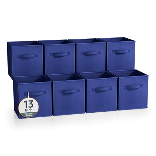 Sorbus Fabric Storage Cubes, 8 Pack, with Handles (13 Inch, Royal Blue)