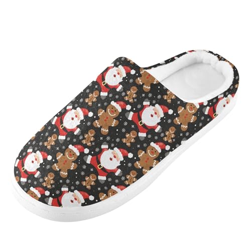 Fuzzy Memory Foam Slippers for Women/Men Cookie Man Santa Claus Pattern Fluffy Winter House Shoes Indoor and Outdoor