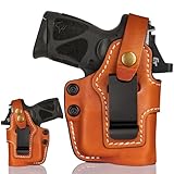 Universal Leather Holster for G17/19/22/23/31/32, M&P Shield 9mm/.40, Taurus G2C/G3C with TLR-6 and TLR-6 HL – IWB and OWB Convertible, Optic Ready, Steel Clip Fits 1.75' Belt, Ambidextrous, Brown