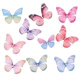 YAKA 20Pcs Double Layer Ribbon Organza Fabric Butterfly Mixed Color Flowers Bows for DIY Craft...