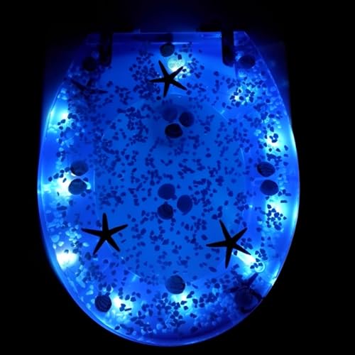 Serenitison Toilettensitz aus Harz,Toilettensitz mit LED Beleuchtung,WC Sitz Glitzer,Transparenter,Verlangsamungsscharnier aus Edelstahl mit Schnellverschluss,Mit 3D Effekten,Für U/V/O Typ Serenitison Toilettensitz aus Harz,Toilettensitz mit LED Beleuchtung,WC Sitz Glitzer,Transparenter,Verlangsamungsscharnier aus Edelstahl mit Schnellverschluss,Mit 3D Effekten,Für U/V/O Typ
