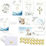 Motiskyy 24 Pack Religious Baptism Greeting Cards Bulk for Adults with Scripture Blessings Celebrate Baptism Cards with Envelope for First Communion Boy Girl Women Christian Gift(Peace)