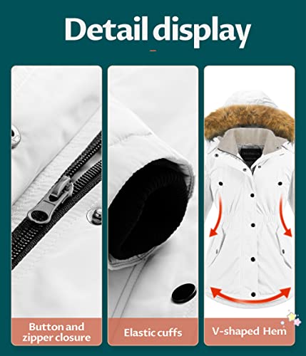 Image of CREATMO US Girl's Long Winter Warm Parka Sherpa Trimmed Collar Puffer Ski Jacket Coat