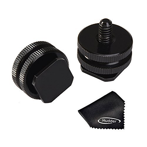 2 Pezzi Shoe Mount, Hot shoe Mount Adapter Doppia Vite 1/ 4 Angle Pollice con Panno di Pulizia