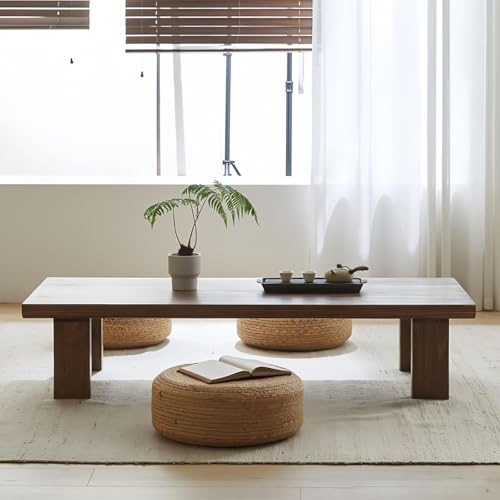 Image of Japanese Style Sheesham Wood Coffee Table for Living Room, Dining Room, Bedroom, Kitchen, Office Home Decor (115x50x38)