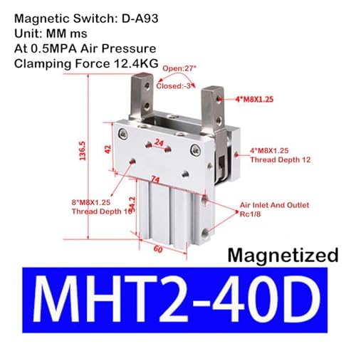 Cylindre à bascule MHT2-40D pour stopper les pannes de serrage - 3