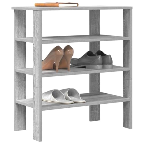 SooIarix Zapatero Sonoma gris de madera 61 x 32 x 70 cm, ahorra espacio, estrecho zapatero con compartimentos cerrados, montaje en pared, armario estable para un almacenamiento ordenado
