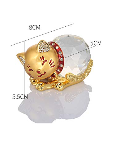 Hoobar Alloy Crystal Lucky Cat Figurine For Wedding,Birthday,Car And Home Decoration Furnishing Article (Gold) #TOP1