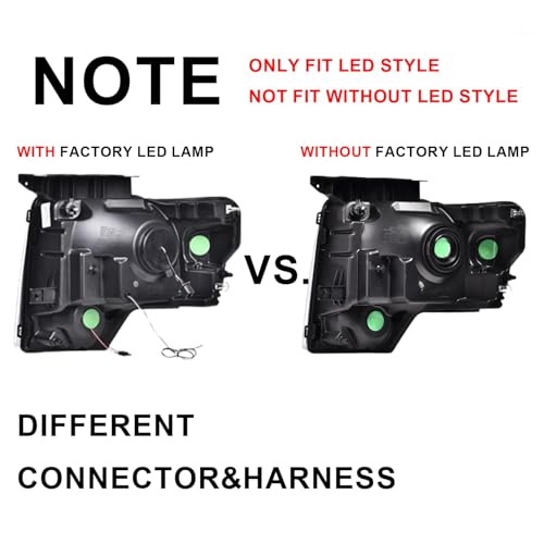 Image of GRAND ORANGE LED Headlights Assembly, Compatible with Ford F150 2009 2010 2011 2012 2013 2014 LED Tube Dual Projector Headlights Assembly with Switchback(Clear lens Black Housing Clear Reflector)