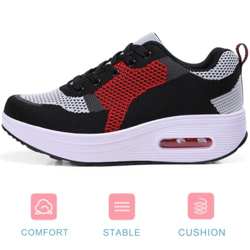 Image of RUIDENG Platform Sneakers for Women Air Cushion | Walking Shoes Women Comfortable All Day | Thick Rocker Bottom