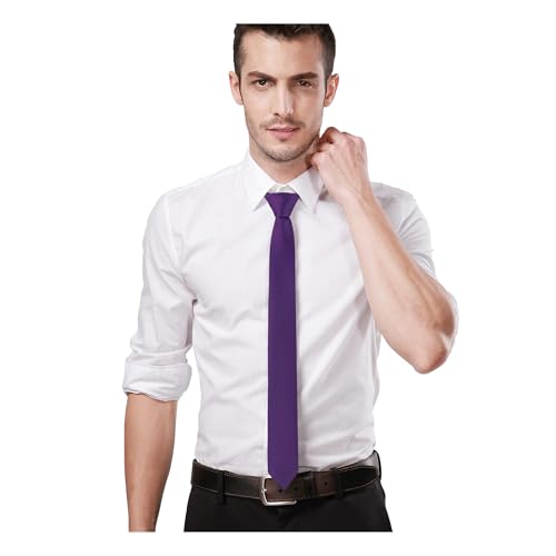Landisun Purple Tie Men Women Solid Skinny Ties Slim Ties Satin Tie