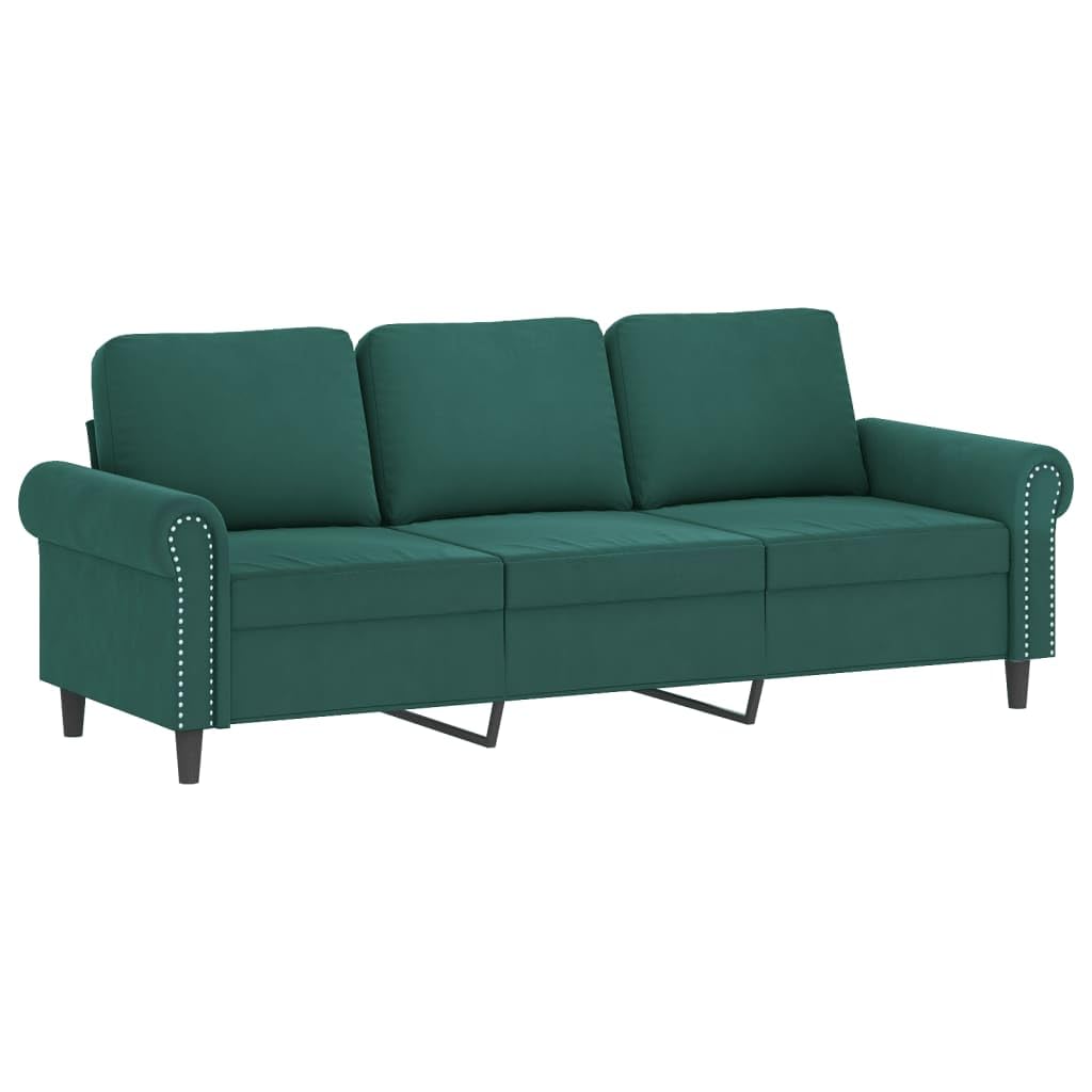 4-częściowy komplet sof, ciemnozielony aksamit z 6 poduszkami, 3-osobowa, 2-osobowa, fotel i podnóżek, sofa tapicerowana do salonu, pokoju gościnnego, biura, relaksu i pokoju rodzinnego