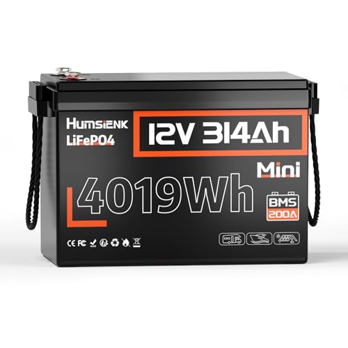 Image of 12V 314Ah (300Ah) LiFePO4 Battery - Fast Charge & Discharge with 200A BMS, 15000+ Deep Cycle Lithium Battery with Low-Temp Cutoff, Max. 3968Wh Energy for RVs, Solar Energy Storage, Off Grid