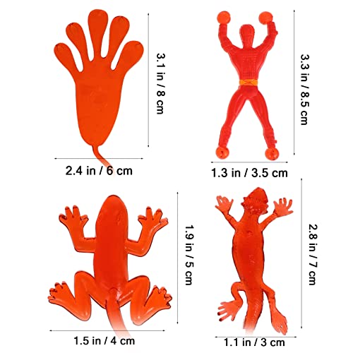 Nuobesty 60Pcs Vinyl Stretchy Sticky Toy Assortment Novelty Sticky Finger Toys Including Stretchy Flying Frogs,Sticky Climber Men,Sticky Lizards,Sticky Hands For Kids Party Favors #TOP2