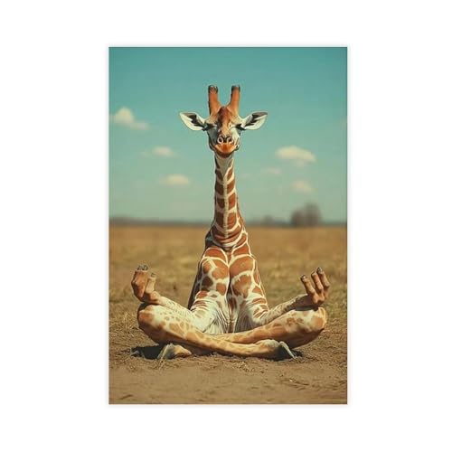 NFFBGFD Yoga Giraffe, Funny Animal Yoga Meditation, T Canvas Poster Wall Art Print Picture Paintings 12x18inch(30x45cm)