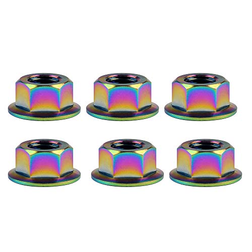 Écrous en titane DIN6923 M5 M6 M8 M10 M12 M14 M16 visserie arc-en-ciel pas 1mm