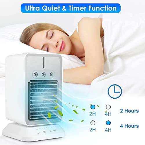 Rechargeable Air Conditioner Fan, Evaporative Mini Personal Air Conditioner With Timer And Oscillation Function, 3 Levels Speed, 300Ml Water Tank, Window Desk Air Cooler For Home, Office And Outdoor #TOP5