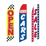 Three Swooper Flag Combo Open Used Quality Cars Sale Red Yellow Black Blue White