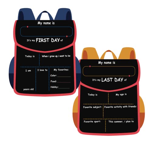 First Day of School Board, 11.8" X 9.8" Chalkboard Sign Double Sided Reusable Wood Sign for Kindergarten, Preschool, Back to School Supplies Signs for Kids,Suitable for Chalk and Liquid Chalk