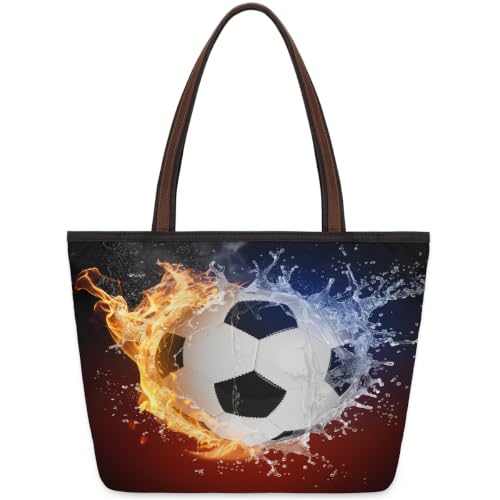 Sac fourre-tout imprimé football avec fermeture éclair grand volume