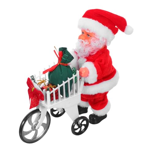 Figurine musicale Père Noël avec chariot Hemobllo en plastique et tissu pour bureau